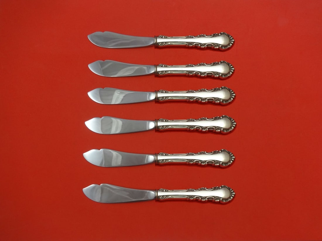 Reed & Barton Georgian Rose Sterling Silver 6pc Trout Knife Set: Reed & Barton Georgian Rose Sterling Silver 6pc Trout Knife Set Enhance your dining experience with this exquisite 6-piece trout knife set from Reed & Barton, featuring the elegant Georgian Rose patte
