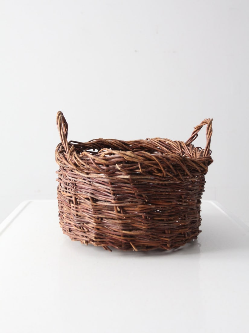 Charming Vintage Wicker Harvest Basket with Double Handles (1 of 11)