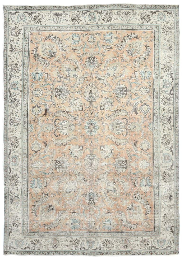 Vintage Handmade Floral Wool Area Rug 7'9 x 11'1 Traditional Design: Vintage Handmade Floral Wool Area Rug 7'9 x 11'1 Traditional Design Enhance your living space with this stunning Handmade Distressed Vintage Oriental Rug. Measuring 7'9" x 11'1", this area rug feature