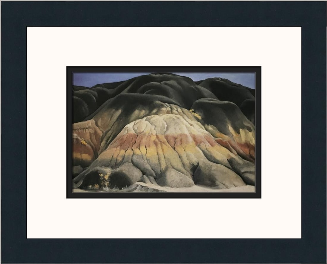 Georgia O'Keeffe Black Place I Custom Framed Offset Lithograph Print: Georgia O'Keeffe Black Place I Custom Framed Offset Lithograph Print This stunning custom framed print titled "Black Place I" by renowned artist Georgia O'Keeffe captures the essence of modernism with