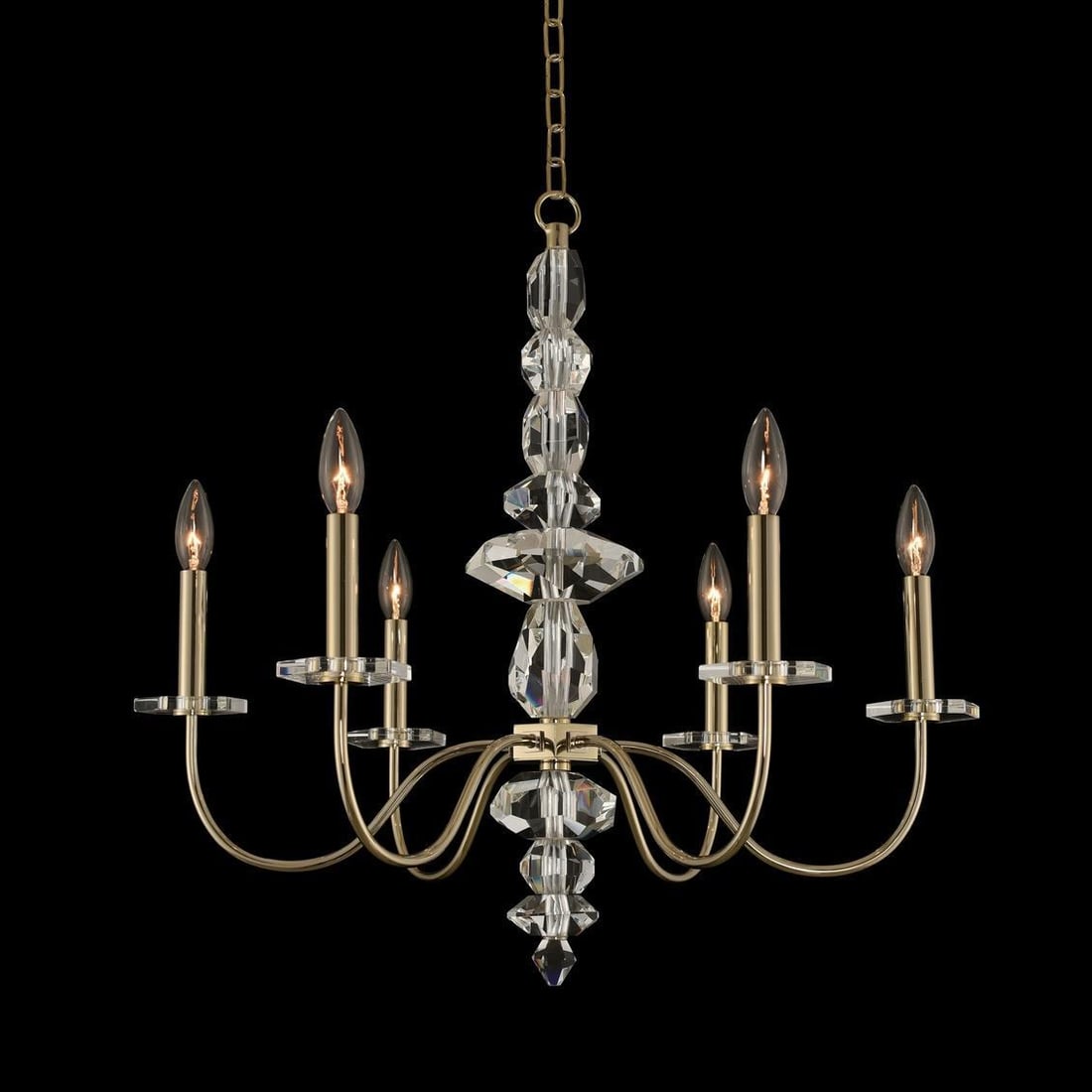 Kalco Bolivar 6-Light Chandelier Champagne Gold Firenze Crystals (1 of 1)