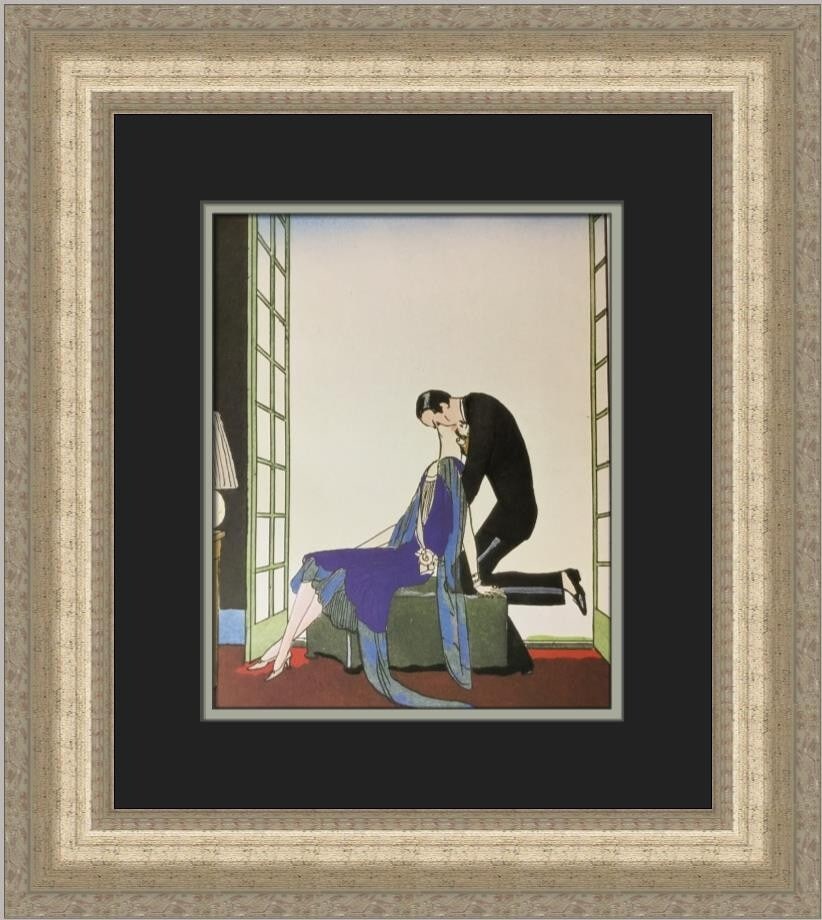 Ettore Tito Qui Trop Embrasse Custom Framed Art Print 20 x 17: Ettore Tito Qui Trop Embrasse Custom Framed Art Print 20 x 17 This custom framed print titled "Qui Trop Embrasse" by artist Ettore Tito is a captivating piece that embodies realism symbolism. Produced
