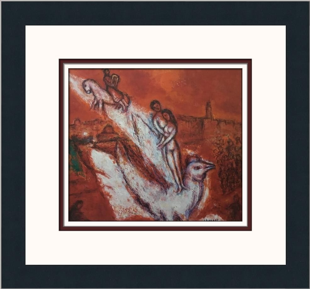 Marc Chagall The Song of Songs Custom Framed Art Print: Marc Chagall The Song of Songs Custom Framed Art Print This exquisite custom framed print features the renowned work "The Song of Songs" by artist Marc Chagall, encapsulating the essence of modernism