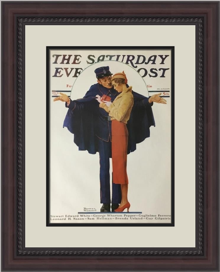 Norman Rockwell Language Barrier Custom Framed Portrait Print: Norman Rockwell Language Barrier Custom Framed Portrait Print This stunning custom framed print titled 'Language Barrier' by renowned artist Norman Rockwell captures the essence of Americana. Produced