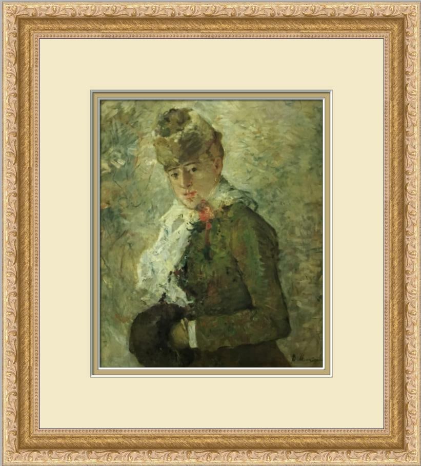 Berthe Morisot Winter Print Custom Framed Art 13.5 x 15: Berthe Morisot Winter Print Custom Framed Art 13.5 x 15 This beautifully custom framed print titled "Winter (aka Woman with a Muff)" by artist Berthe Morisot captures the essence of Americana figurati