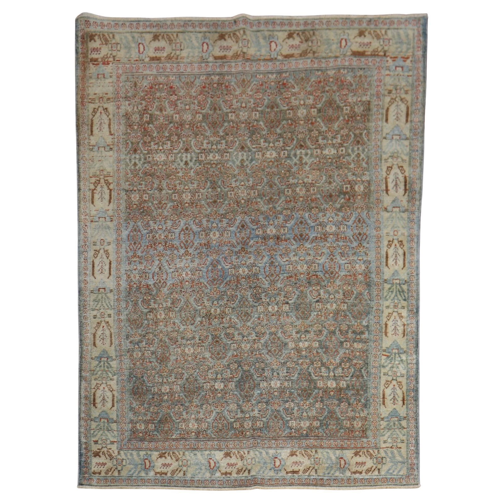 Early 20th Century Persian Senneh Scatter Rug Wool Handwoven 43 x 57 Inch (1 of 8)