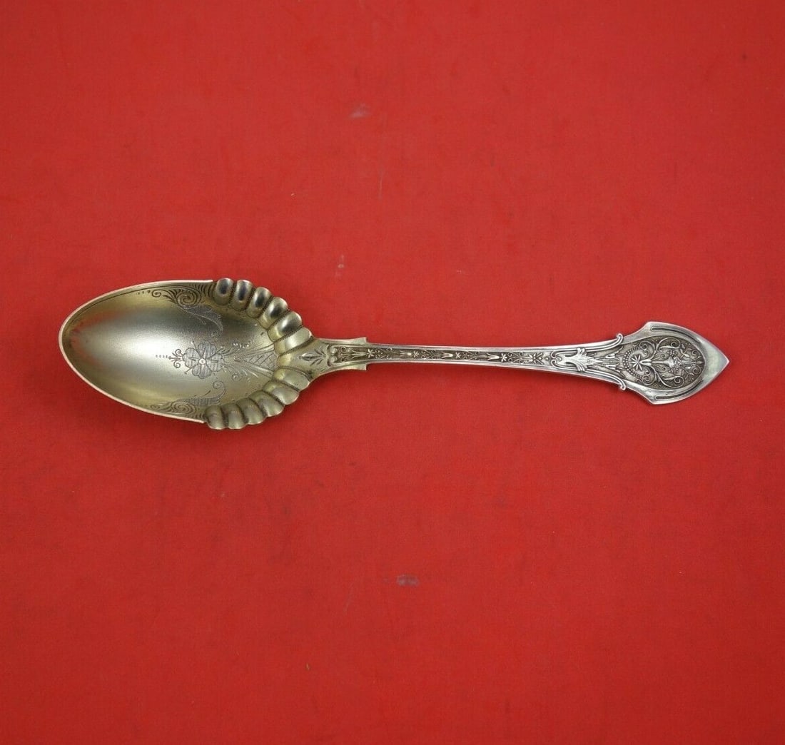 Wood & Hughes Angelo Sterling Silver Sugar Spoon 6 1/4 Bright-Cut Fluted: Wood & Hughes Angelo Sterling Silver Sugar Spoon 6 1/4 Bright-Cut Fluted This exquisite sugar spoon is crafted from sterling silver and features the Angelo pattern by Wood & Hughes. Measuring 6 1/4 in