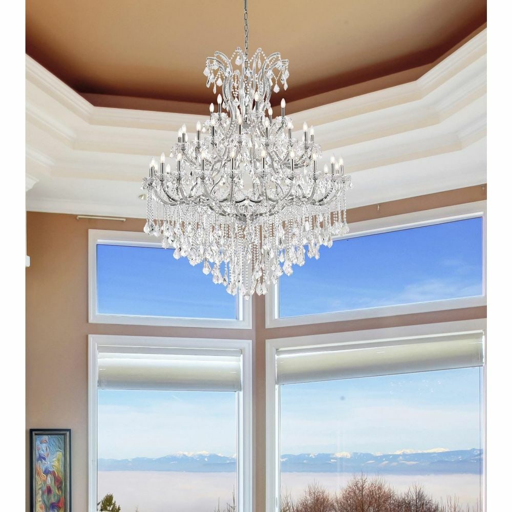 Artistry Maria Theresa 49-Light Chrome Crystal Chandelier 72-inch: Artistry Maria Theresa 49-Light Chrome Crystal Chandelier 72-inch Illuminate your space with the grandeur of the Maria Theresa 49-Light Chandelier. This stunning chandelier features a breathtaking com