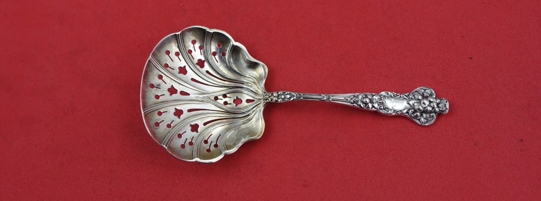 Watson Sterling Silver Bridal Flower Nut Spoon 4.5" Monogrammed: Watson Sterling Silver Bridal Flower Nut Spoon 4.5" Monogrammed Add a touch of elegance to your serving collection with this exquisite Sterling Silver Nut Spoon, featuring the beautiful Bridal Flower