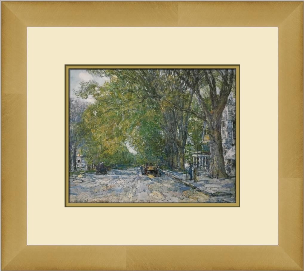 Fredrick Childe Hassam Main Street East Hampton Custom Framed Print 12 x 14: Fredrick Childe Hassam Main Street East Hampton Custom Framed Print 12 x 14 This exquisite custom framed print captures Fredrick Childe Hassam's enchanting depiction of Main Street in East Hampton, a