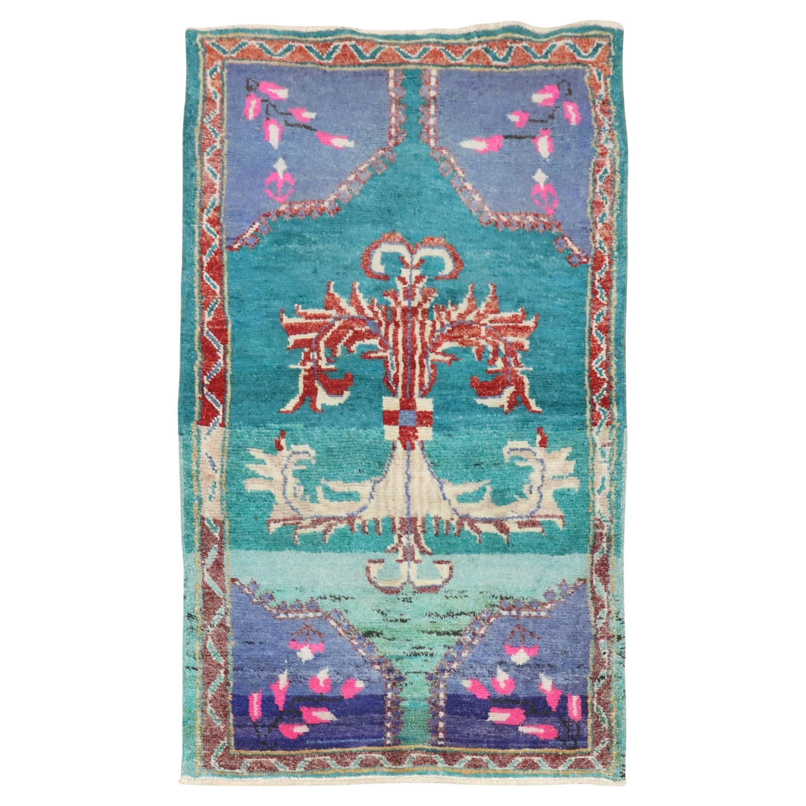 Zabihi Collection Vintage Turkish Anatolian Rug 34 x 56 in Wool Hand-Knotted: Zabihi Collection Vintage Turkish Anatolian Rug 34 x 56 in Wool Hand-Knotted Experience the charm of this vintage Turkish Anatolian rug from the Zabihi Collection. Measuring 34 inches in width and 56