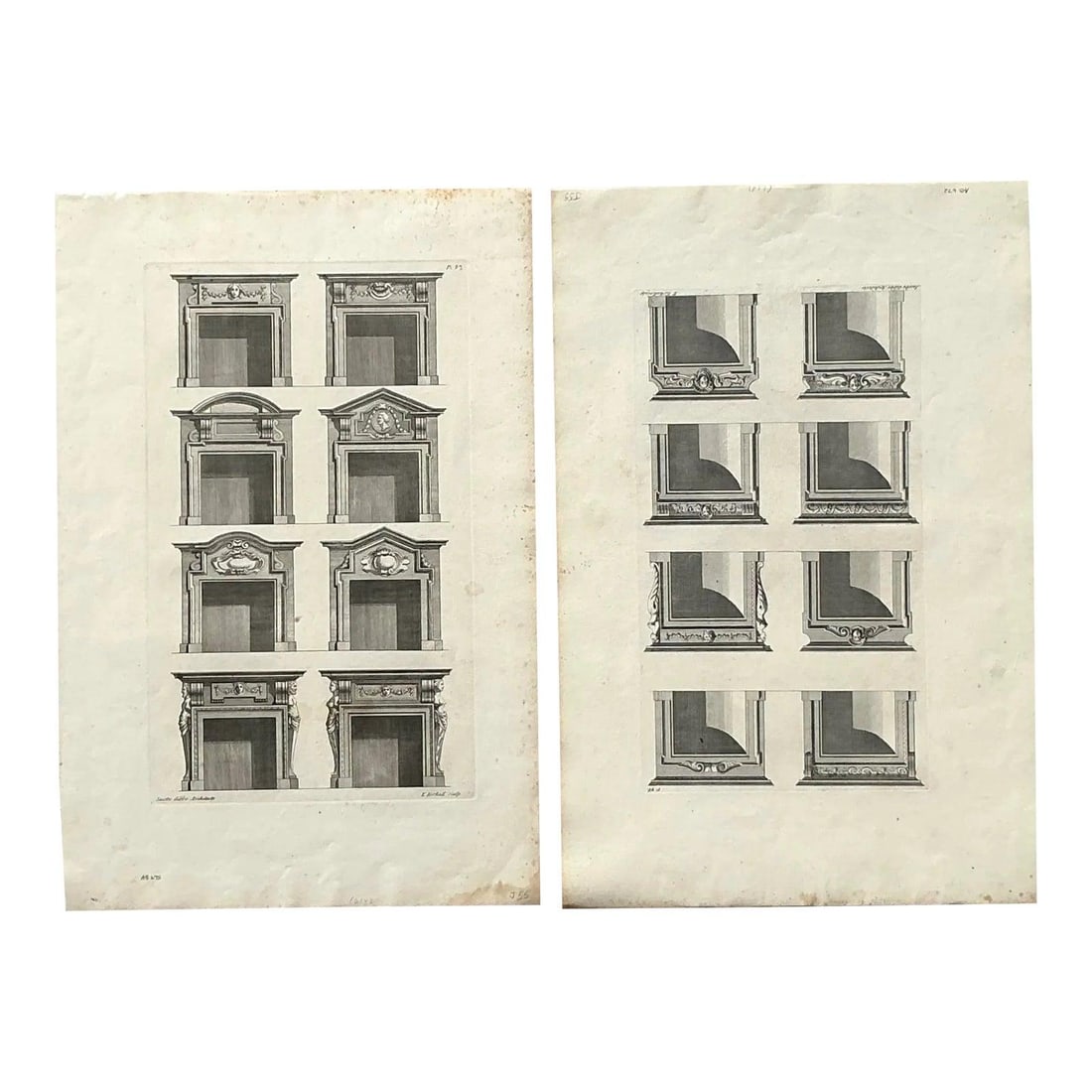 Pair of Italian Neoclassical Pediment Study Prints Architectural Wall Art Set of 2: Pair of Italian Neoclassical Pediment Study Prints Architectural Wall Art Set of 2 This set of two vintage Italian architectural prints features detailed studies of Neoclassical window and door pedime