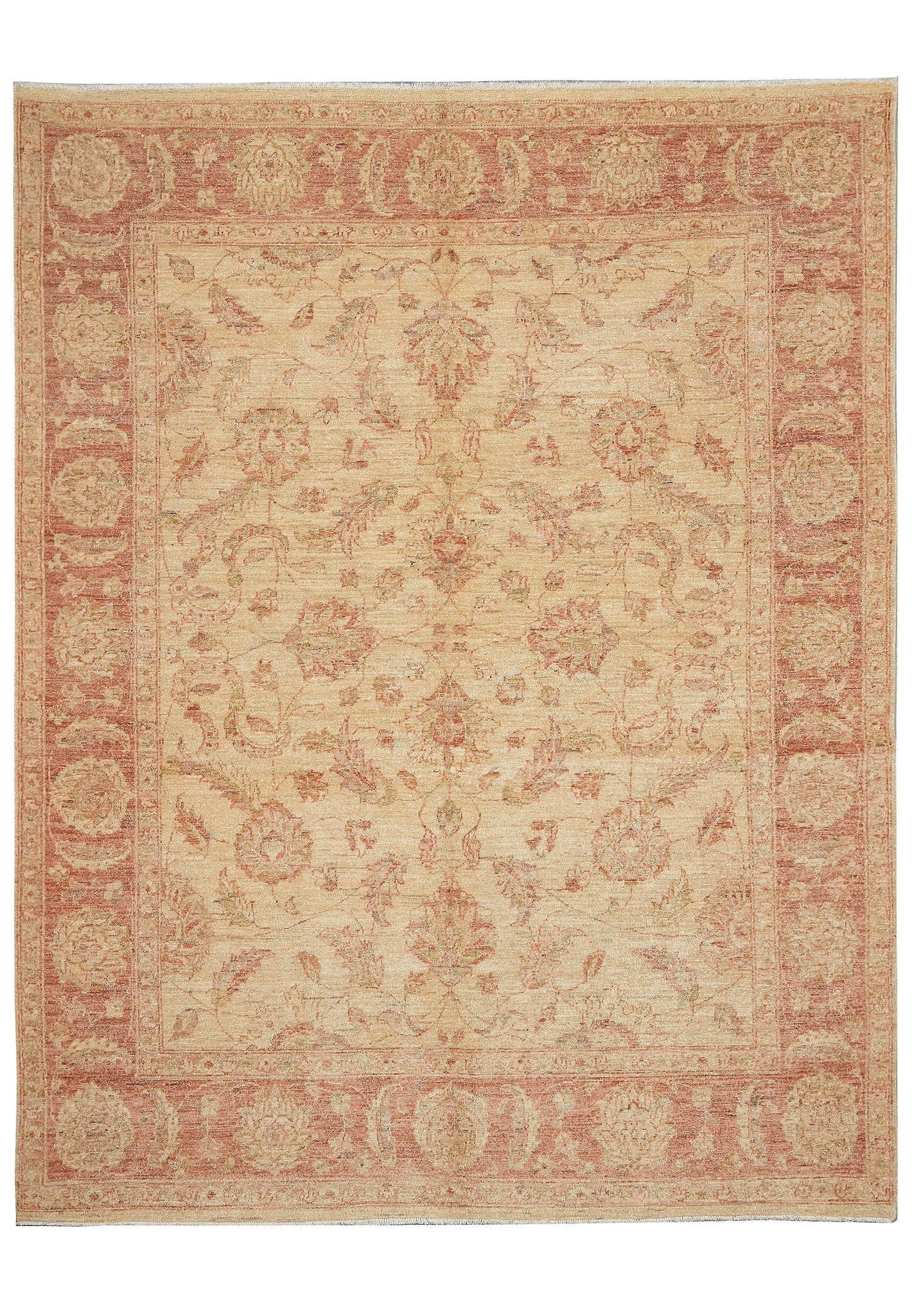 6 x 8 Chobi Peshawar Hand-Knotted Wool Rug Neutral Floral Design: 6 x 8 Chobi Peshawar Hand-Knotted Wool Rug Neutral Floral Design Free continental US Shipping This 6 x 8 foot hand-knotted Chobi Peshawar rug showcases traditional craftsmanship with a neutral palette