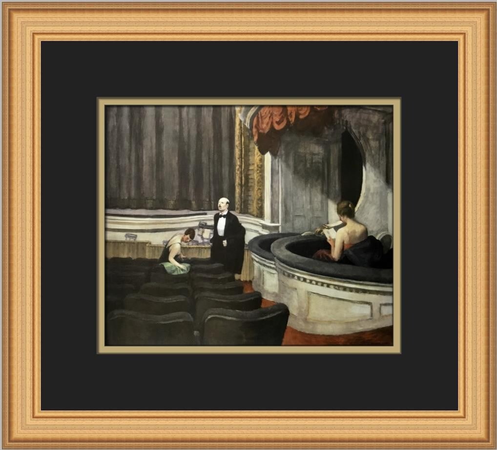 Edward Hopper Two on the Aisle Framed Print 1998 Realism Art: Edward Hopper Two on the Aisle Framed Print 1998 Realism Art This stunning custom framed print titled "Two on the Aisle" by renowned artist Edward Hopper showcases his signature realism style. Measuri