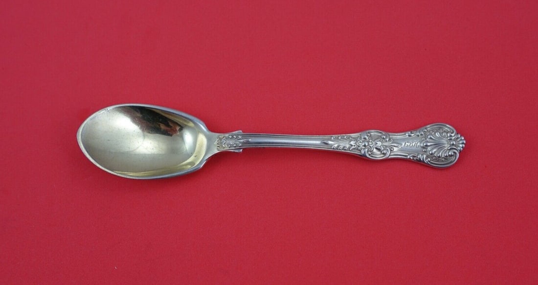Tiffany & Co English King Sterling Silver Ice Cream Spoon 5 3/4 Gold Washed: Tiffany & Co English King Sterling Silver Ice Cream Spoon 5 3/4 Gold Washed Indulge in a classic piece of elegance with this English King ice cream spoon by Tiffany & Co. Crafted from high-quality ste