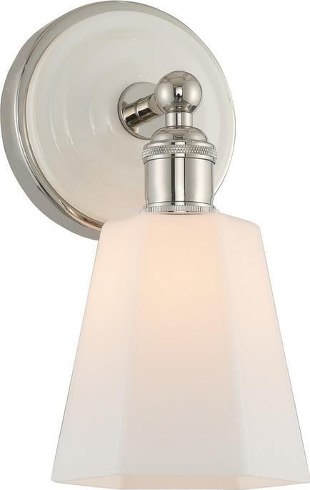 Kalco Greenwich Modern Elegance 1-Light Bath Light Polished Nickel: Kalco Greenwich Modern Elegance 1-Light Bath Light Polished Nickel Illuminate your bathroom with the Modern Elegance Bath Light, showcasing a sleek Polished Nickel finish. This transitional style ligh