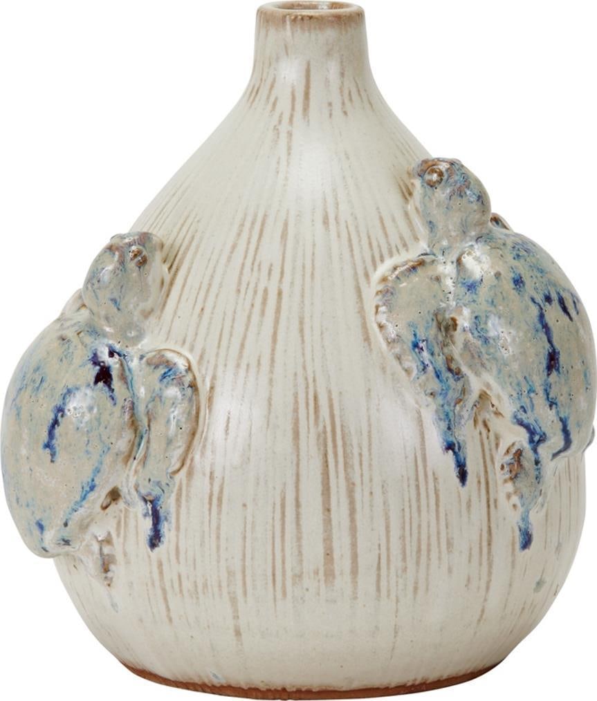 Handmade Blue Turtle Ceramic Vase 7.5H 6.5W 6.5D: Handmade Blue Turtle Ceramic Vase 7.5H 6.5W 6.5D This unique handmade blue turtle ceramic vase adds a charming touch to any decor. Crafted with attention to detail, this vase features a delightful