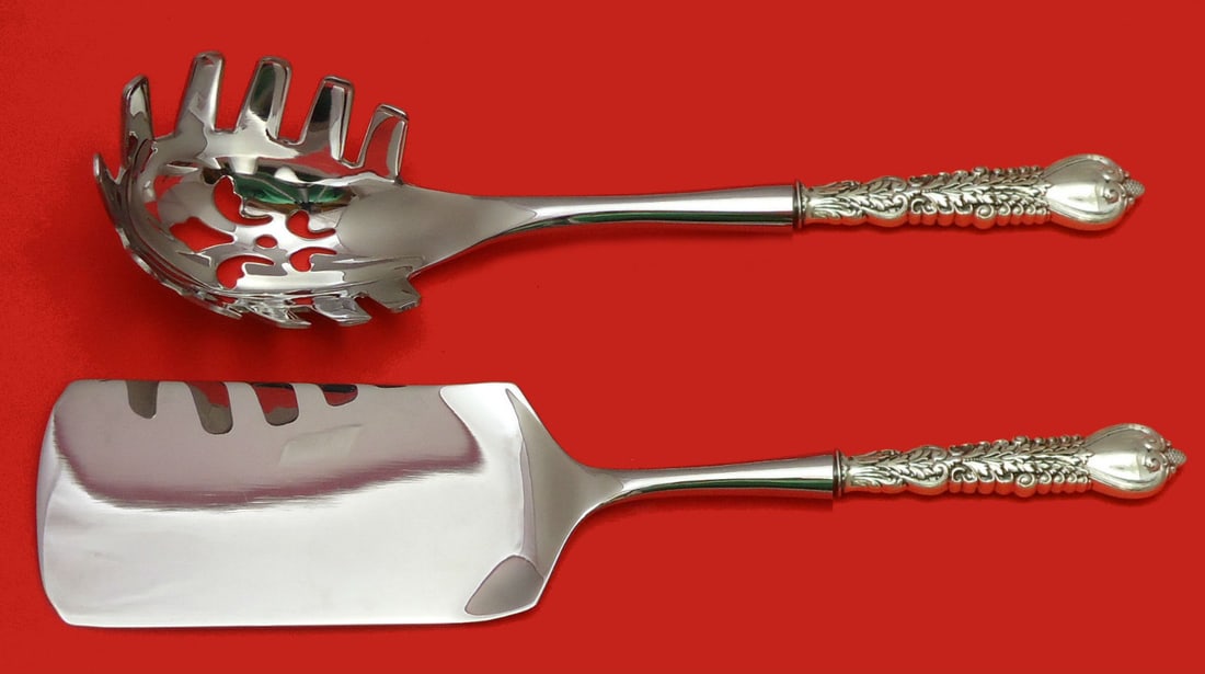 Tiffany & Co. Florentine Sterling Silver 2pc Italian Pasta Server Set: Tiffany & Co. Florentine Sterling Silver 2pc Italian Pasta Server Set This exquisite Florentine by Tiffany & Co. sterling silver hostess set features a two-piece Italian server set, perfect for entert