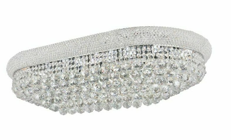 Artistry Lighting Primo 18-Light Asfour Crystal Flush Mount Chandelier 36in Silver: Artistry Lighting Primo 18-Light Asfour Crystal Flush Mount Chandelier 36in Silver Illuminate your space with the exquisite Flush Mount Chandelier featuring 18 Asfour crystals. This elegant chandelier