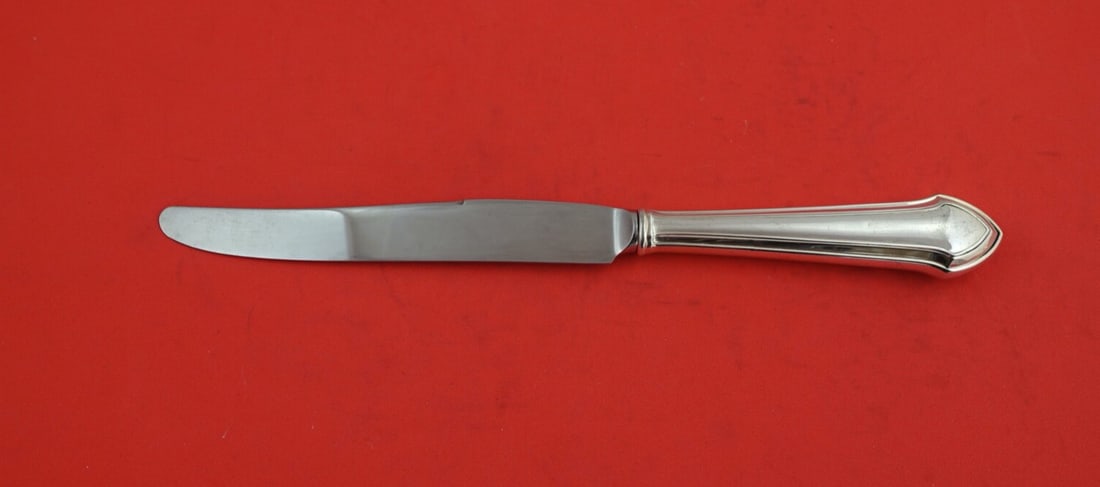 Durgin Essex Sterling Silver Dinner Knife 9 7/8" Unused: Durgin Essex Sterling Silver Dinner Knife 9 7/8" Unused This exquisite dinner knife is part of the Essex pattern by Durgin, crafted from high-quality sterling silver with a hollow handle and a stainle