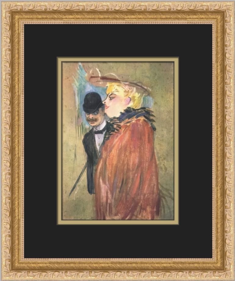 Framed Offset Lithograph Print Couple by Henri de Toulouse-Lautrec 14 x 12 in: Framed Offset Lithograph Print Couple by Henri de Toulouse-Lautrec 14 x 12 in This is a custom-framed print titled "Couple" by Henri de Toulouse-Lautrec, produced as an open edition offset lithograph