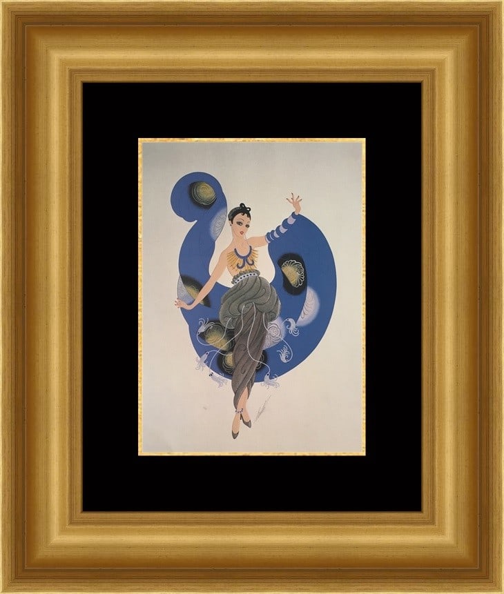 Erte A Dream Custom Framed Art Deco Print 17.5 x 20: Erte A Dream Custom Framed Art Deco Print 17.5 x 20 This stunning custom framed print titled "A Dream" by the renowned artist Erte showcases a beautiful Art Deco style that captures the imagination. T