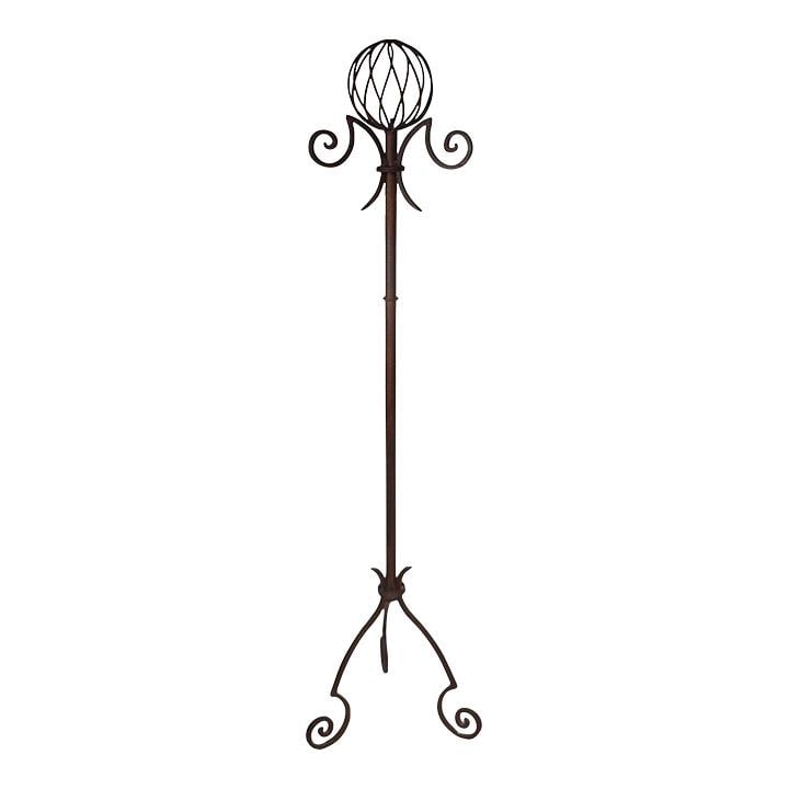 Brutalist Wrought Iron Coat Tree with 4 Hooks: Brutalist Wrought Iron Coat Tree with 4 Hooks This striking Brutalist style coat tree is a functional and artistic addition to any entryway. Crafted from durable wrought iron and steel, it showcases a