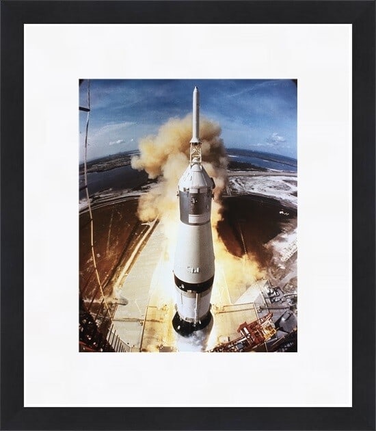Ralph Morse Apollo 11 Lift-Off Print Custom Framed 15" x 17": Ralph Morse Apollo 11 Lift-Off Print Custom Framed 15" x 17" This stunning custom framed photograph captures the historic Apollo 11 lift-off, showcasing a significant moment in space history. The artw