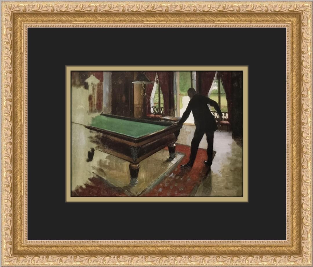 Gustave Caillebotte Billiards Custom Framed Print 12x14 Art: Gustave Caillebotte Billiards Custom Framed Print 12x14 Art This beautifully custom framed print titled "Billiards" by renowned artist Gustave Caillebotte captures a moment in the game with a blend of