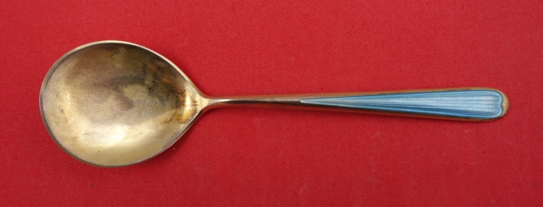 N.M Thune Norwegian Sterling Silver Ice Cream Spoon Vermeil Turquoise 4 3/4": N.M Thune Norwegian Sterling Silver Ice Cream Spoon Vermeil Turquoise 4 3/4" This exquisite Norwegian sterling silver ice cream spoon features a beautiful vermeil finish with turquoise enamel. Crafted