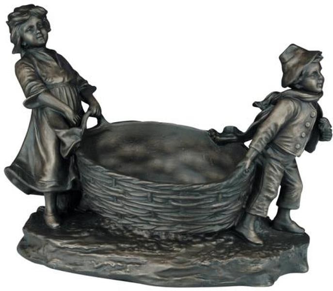 Hand-Cast Ebony Kids Basket Centerpiece Lodge Style: Hand-Cast Ebony Kids Basket Centerpiece Lodge Style This item is made at time of order. Please allow 42 to 70 days for production. Enhance your home decor with this charming Traditional Ebony Kids Bas