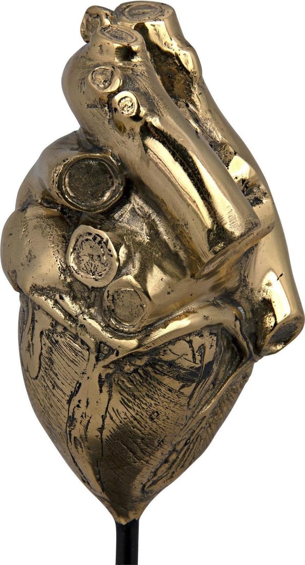 Noir Industrial Brass Heart Ornament Finish 10.50H: Noir Industrial Brass Heart Ornament Finish 10.50H Add a touch of unique charm to your decor with this Captivating Industrial Brass Heart Ornament. Crafted in an antique or vintage style, this heart-s