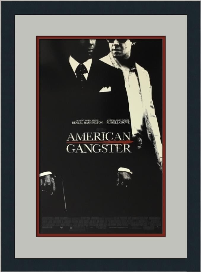 American Gangster Custom Framed Mini Movie Poster 20 x 16: American Gangster Custom Framed Mini Movie Poster 20 x 16 This custom framed mini movie poster features the iconic film "American Gangster," released between 2000 and the present. The poster itself me