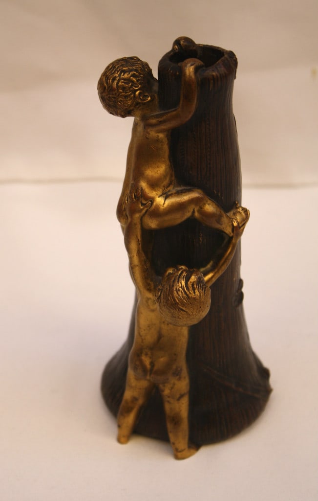 1900 French Art Nouveau Gilt Bronze Vase by Louchet: 1900 French Art Nouveau Gilt Bronze Vase by Louchet Discover this exquisite original French Art Nouveau vase, crafted between 1900 and 1920. This beautiful piece features a stunning patinated and gilt