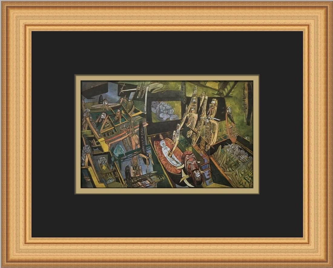 Roberto Matta Echaurren However Custom Framed Lithograph Art Print: Roberto Matta Echaurren However Custom Framed Lithograph Art Print This stunning custom framed print titled "Echaurren However" by renowned artist Roberto Matta is a beautiful example of contemporary