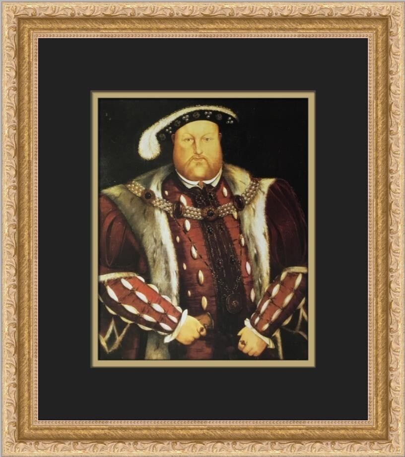 Hans Holben Henry VIII Custom Framed Print 14 x 13 Portrait Art: Hans Holben Henry VIII Custom Framed Print 14 x 13 Portrait Art This exquisite custom framed print features the iconic image of Henry VIII, expertly rendered by artist Hans Holben. Created in 1992, th