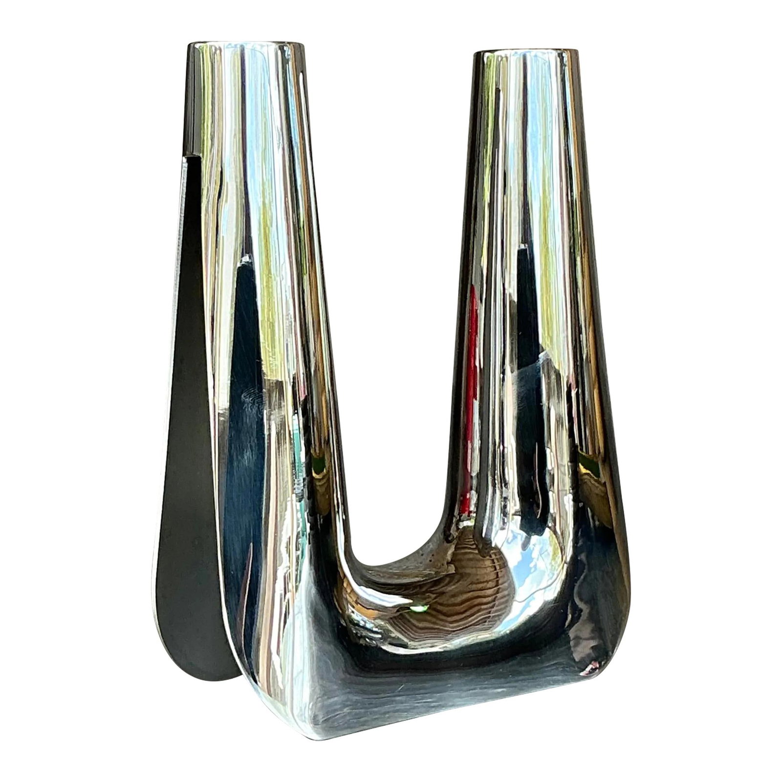 Vintage Boho George Jensen Stainless Steel Candlestick 7in: Vintage Boho George Jensen Stainless Steel Candlestick 7in Elevate your decor with this sophisticated vintage boho candlestick by George Jensen. Crafted from sleek stainless steel, this piece features