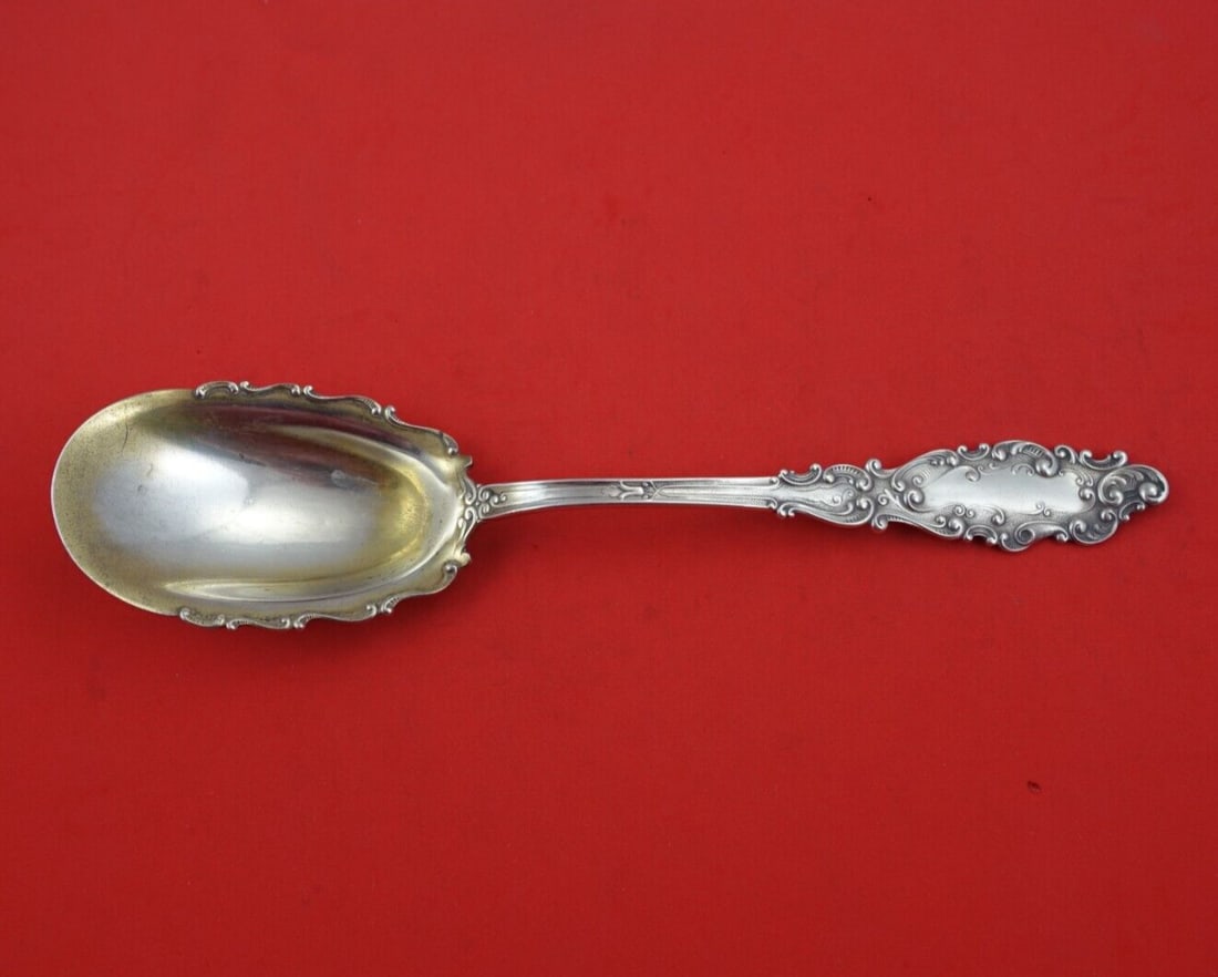 Gorham Luxembourg Sterling Silver Salad Serving Spoon 10" Gold Wash: Gorham Luxembourg Sterling Silver Salad Serving Spoon 10" Gold Wash Enhance your dining experience with this exquisite 10" Salad Serving Spoon from the Luxembourg pattern by Gorham. Crafted from high-