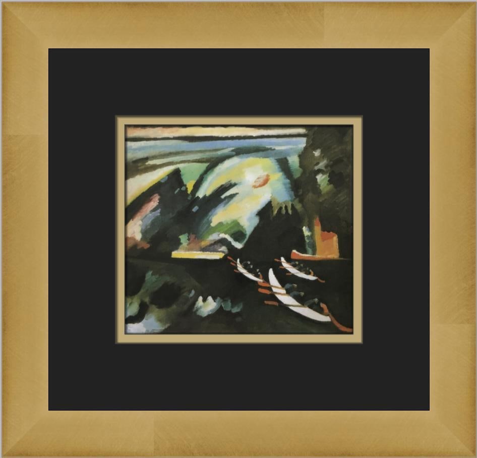 Wassily Kandinsky Boat Trip Custom Framed Offset Lithograph Art Print: Wassily Kandinsky Boat Trip Custom Framed Offset Lithograph Art Print This stunning custom framed print titled 'Boat Trip' by renowned artist Wassily Kandinsky showcases his abstract style. Produced u