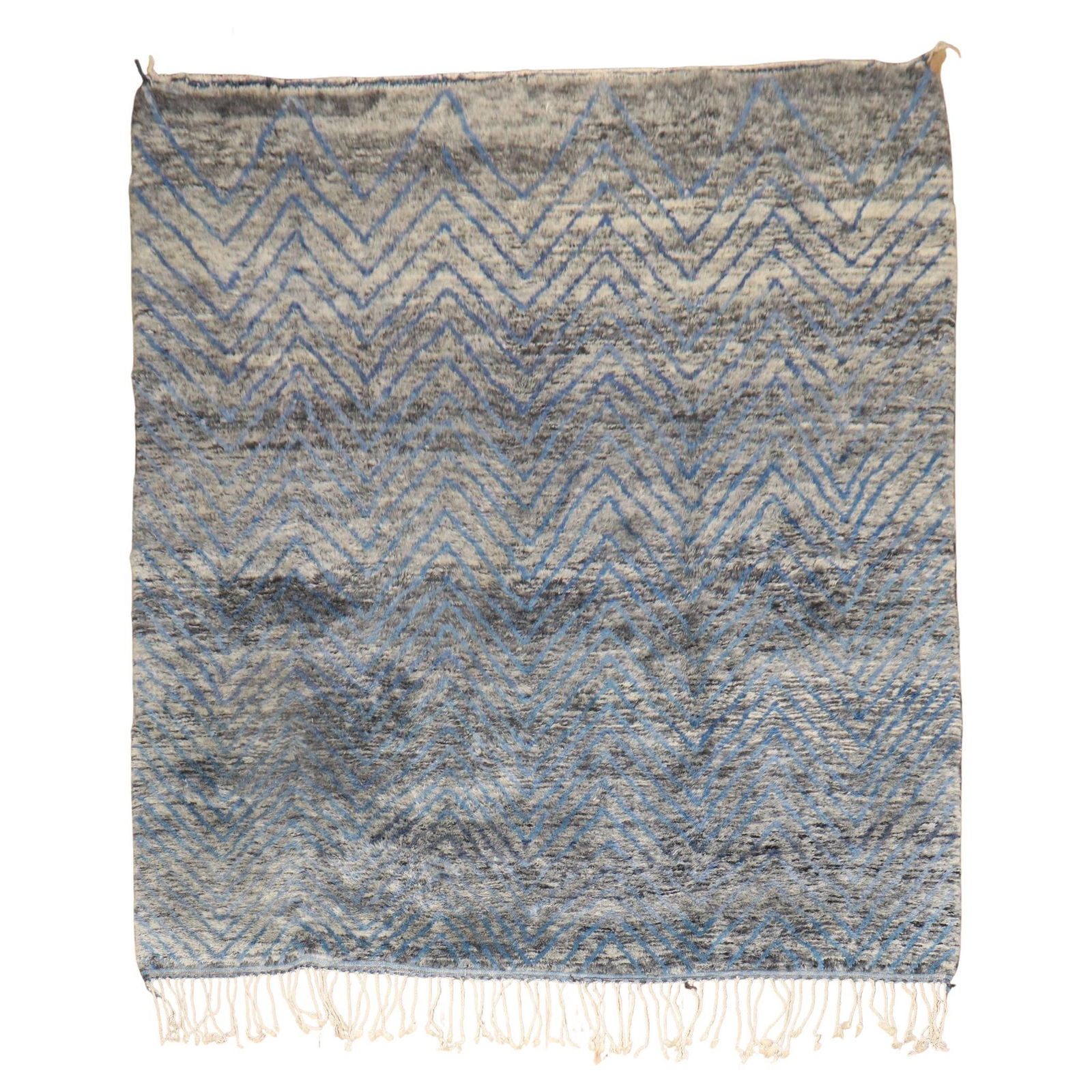 Hand-Woven Moroccan Rug Modern Design Gray Blue 90 x 114: Hand-Woven Moroccan Rug Modern Design Gray Blue 90 x 114 Discover the charm of this Vintage Inspired Moroccan Rug, a stunning piece that adds a touch of elegance to any modern space. Crafted from high