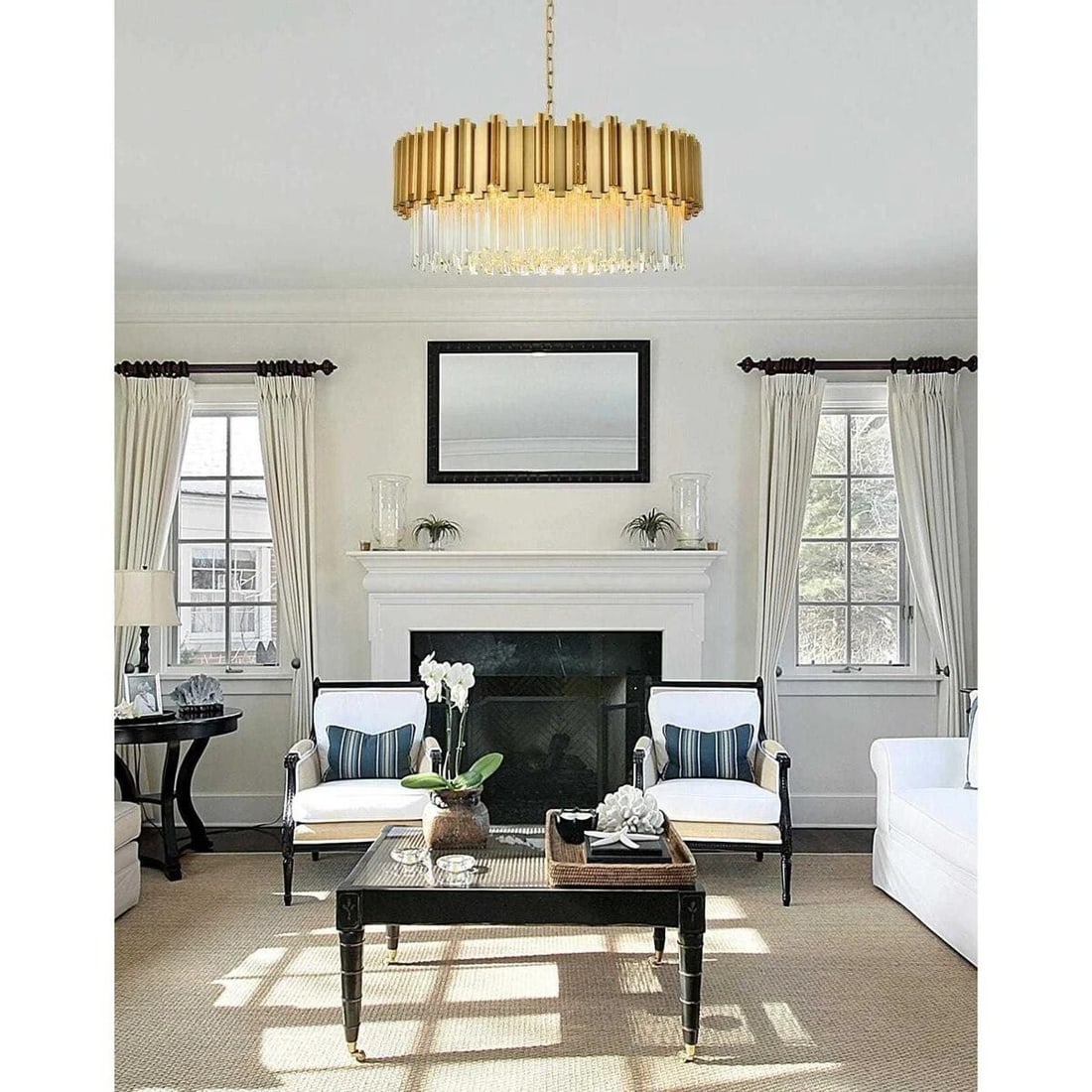 Willow 10-Light Satin Gold and Crystal Modern Chandelier 32-Inch Hanging Fixture: Willow 10-Light Satin Gold and Crystal Modern Chandelier 32-Inch Hanging Fixture This modern crystal chandelier features a satin gold finish frame with clear Royal Cut crystals, offering a sophisticat