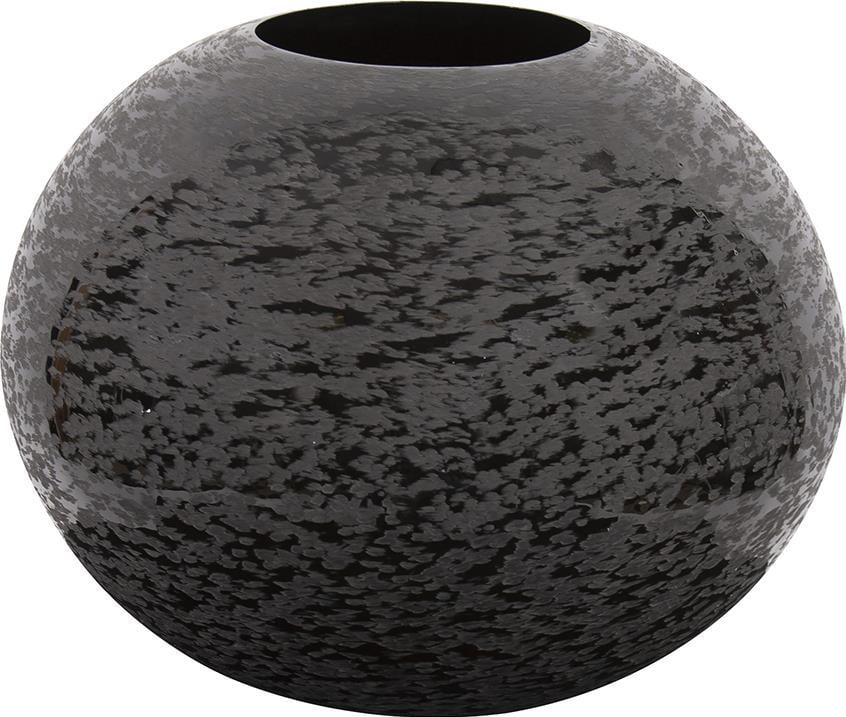 Howard Elliott Glossy Black Iron Round Vase 11.75" W: Howard Elliott Glossy Black Iron Round Vase 11.75" W This elegant round vase features a glossy, textured finish that enhances its chiseled black iron design. Perfect for adding a touch of style to any