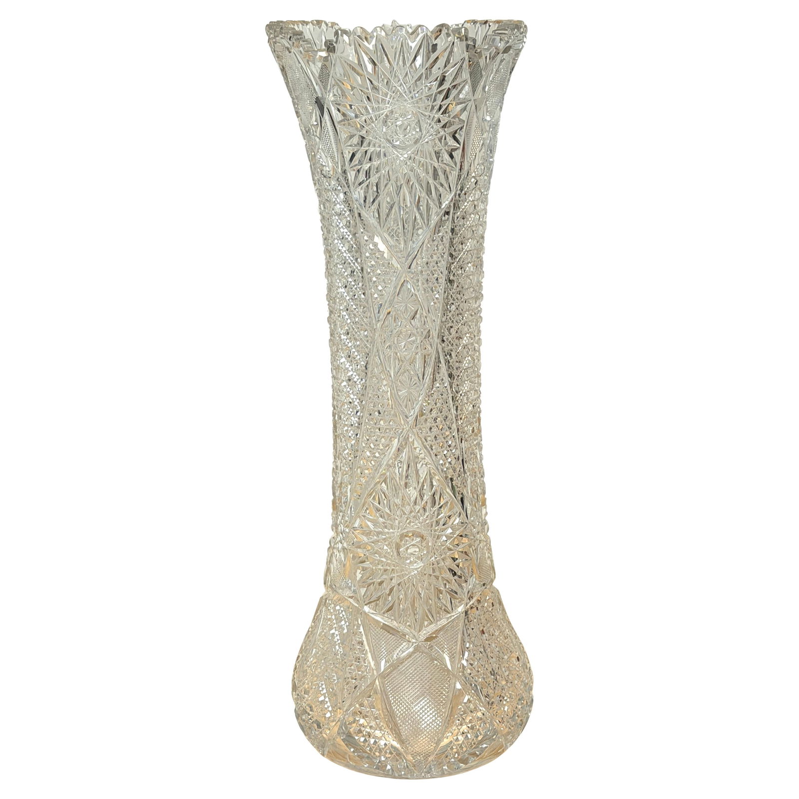 Exhibition Scale American Brilliant Period Cut Glass Trumpet Vase Attributed to Hawkes: Exhibition Scale American Brilliant Period Cut Glass Trumpet Vase Attributed to Hawkes This monumental American Brilliant Period exhibition cut glass trumpet vase, attributed to T.G. Hawkes & Co., dat