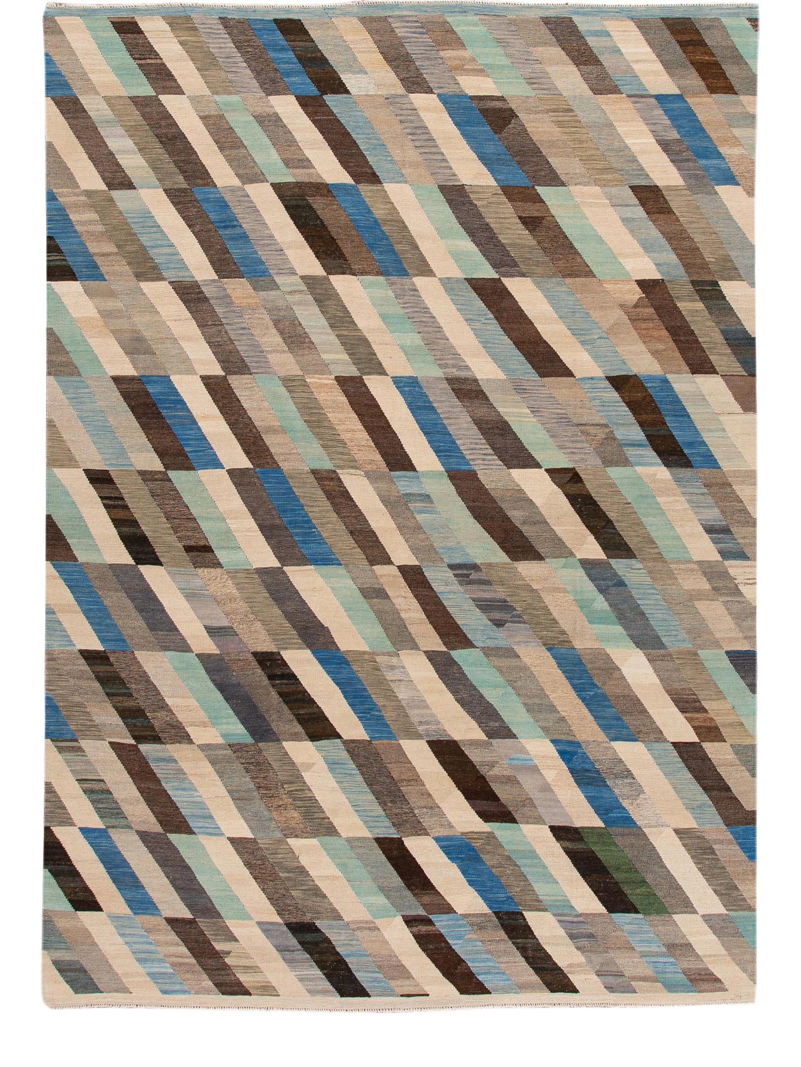 Contemporary Kilim Geometric Wool Rug 8' x 11'6'' Abstract Design: Contemporary Kilim Geometric Wool Rug 8' x 11'6'' Abstract Design Enhance your living space with this stunning contemporary Kilim flatweave wool rug. Featuring a vibrant geometric abstract design in s