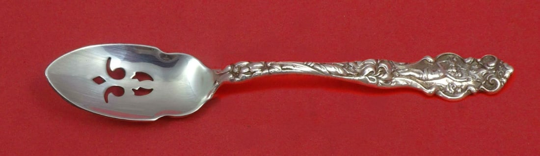 Wallace Irian Sterling Silver 6 Inch Pierced Olive Spoon Custom Made: Wallace Irian Sterling Silver 6 Inch Pierced Olive Spoon Custom Made Enhance your dining experience with this custom-made olive spoon from the Irian pattern by Wallace. Crafted from high-quality sterl