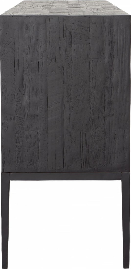 French Style Teak & Iron Sideboard: French Style Teak & Iron Sideboard This elegant sideboard combines the warmth of natural teak wood with the strength of iron, making it an ideal addition to any dining room. With its French style desi