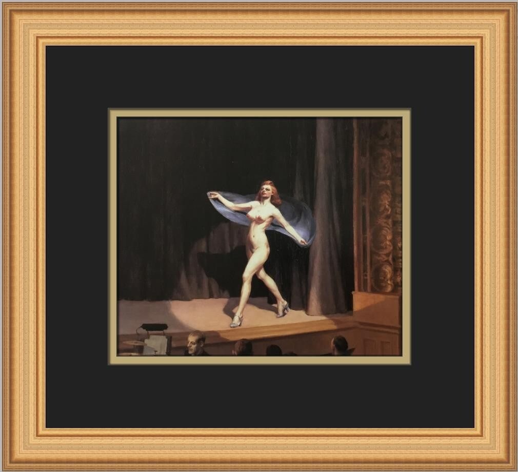 Edward Hopper Girlie Show Custom Framed Art Print 12 x 14: Edward Hopper Girlie Show Custom Framed Art Print 12 x 14 This stunning custom framed print titled 'Girlie Show' by renowned artist Edward Hopper captures the essence of realism through its depiction