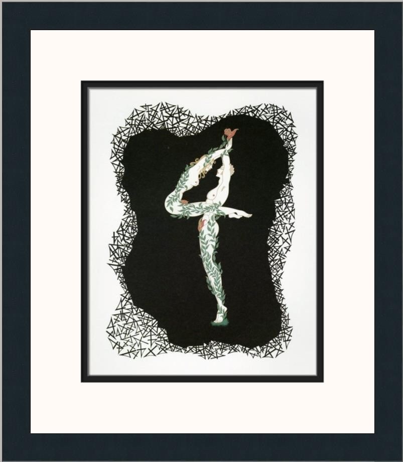 Erte Numeral Suite 4 Art Deco Print Custom Framed 16 x 19: Erte Numeral Suite 4 Art Deco Print Custom Framed 16 x 19 This stunning custom framed print features Erte's "Number 4" from the Numeral Suite, a beautiful representation of Art Deco style. The artwork