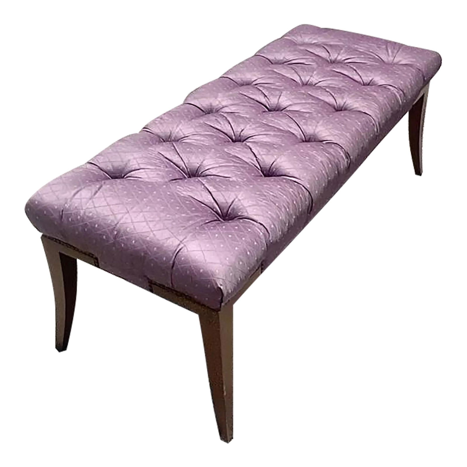 Vintage Regency Baker Tufted Bench in Purple Upholstery: Vintage Regency Baker Tufted Bench in Purple Upholstery Enhance your living space with this Vintage Regency Baker Tufted Bench, a perfect blend of elegance and sophistication. Made by Baker Furniture,