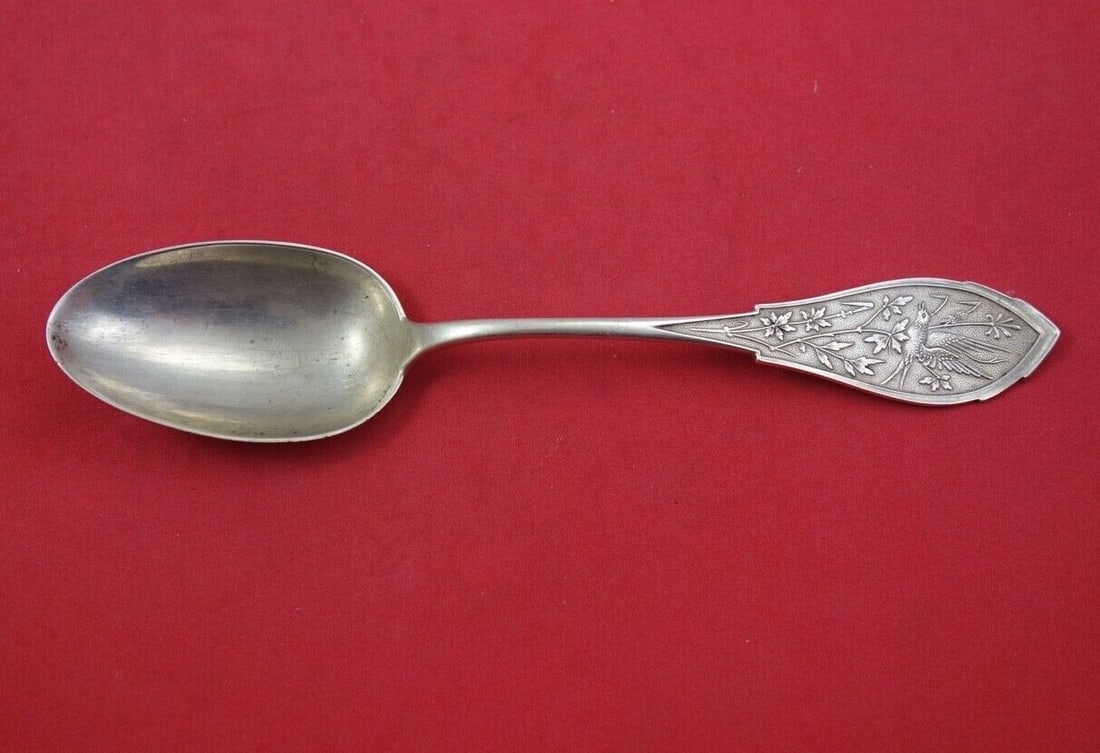 Wood & Hughes Japanese Sterling Silver Soup Spoon 7 1/4": Wood & Hughes Japanese Sterling Silver Soup Spoon 7 1/4" This exquisite sterling silver place soup spoon, crafted by Wood & Hughes, features the elegant Japanese pattern. Measuring 7 1/4 inches, this